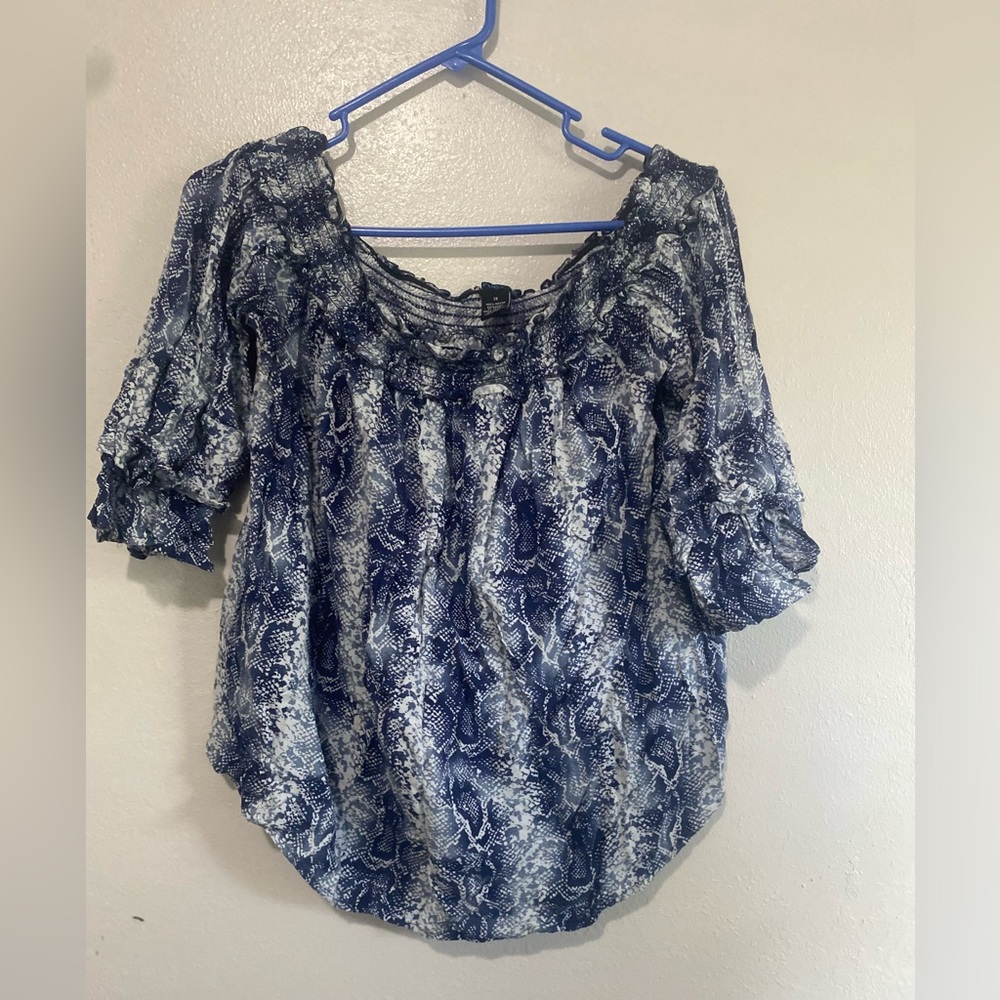 Elegant Navy and White Blouse